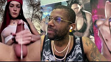 Travesti punk cospe no pau da namorada e goza em pov